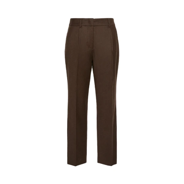 Max Mara Caldaia Stretch Flannel Cropped Trousers in Brown | Women | Coveti