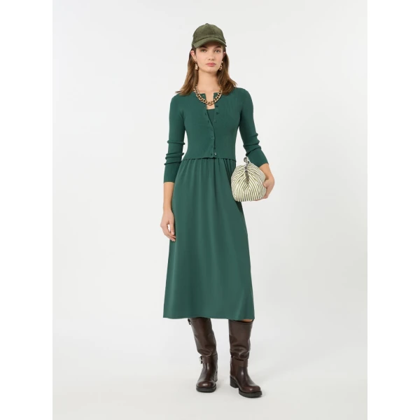 Max Mara Calibri Long Viscose Knit Dress in Green | Maxi Dresses | Coveti