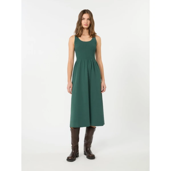 Max Mara Calibri Long Viscose Knit Dress in Green | Maxi Dresses | Coveti