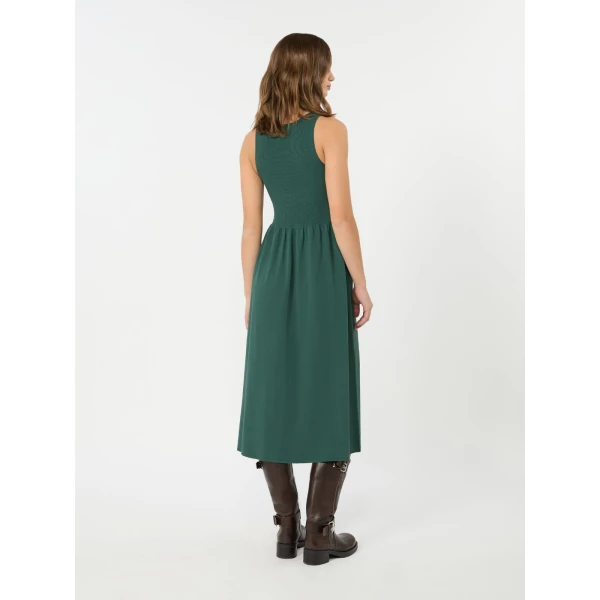 Max Mara Calibri Long Viscose Knit Dress in Green | Maxi Dresses | Coveti