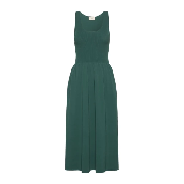 Max Mara Calibri Long Viscose Knit Dress in Green | Maxi Dresses | Coveti
