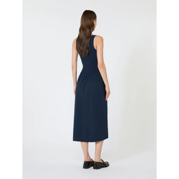 Max Mara Calibri Long Viscose Knit Dress in Navy | Maxi Dresses | Coveti