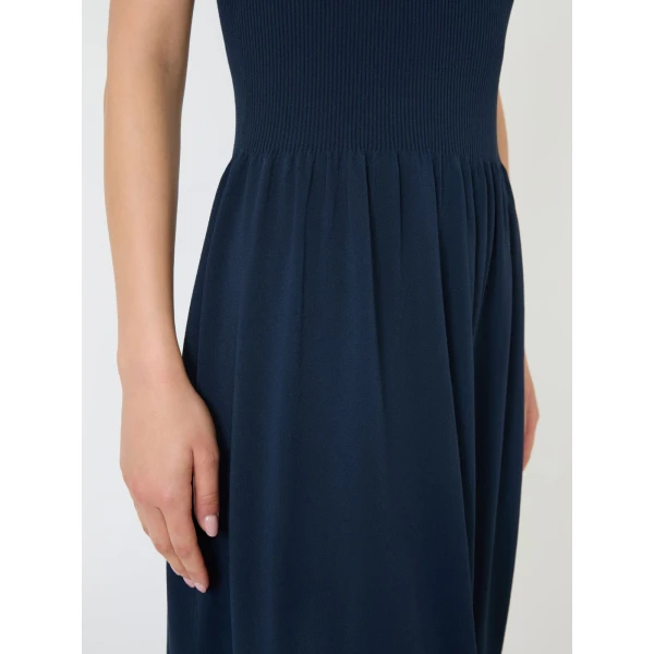 Max Mara Calibri Long Viscose Knit Dress in Navy | Maxi Dresses | Coveti
