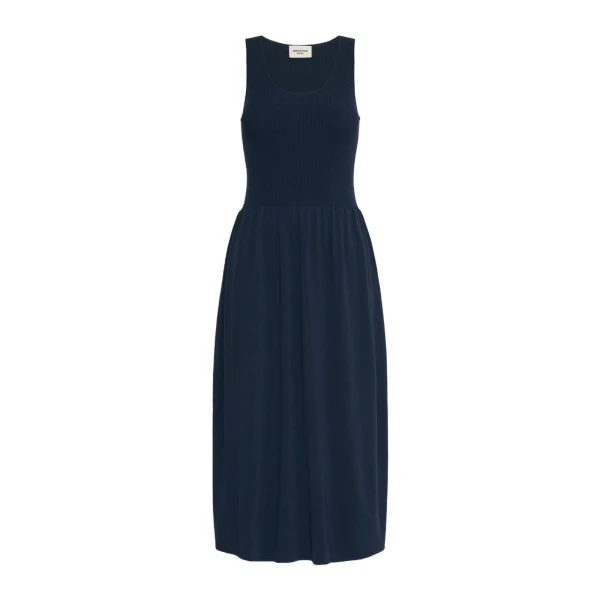 Max Mara Calibri Long Viscose Knit Dress in Navy | Maxi Dresses | Coveti