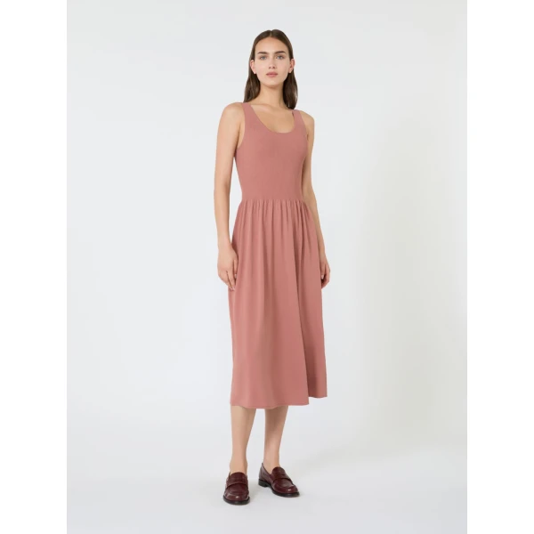 Max Mara Calibri Long Viscose Knit Dress in Terra Cotta | Maxi Dresses | Coveti