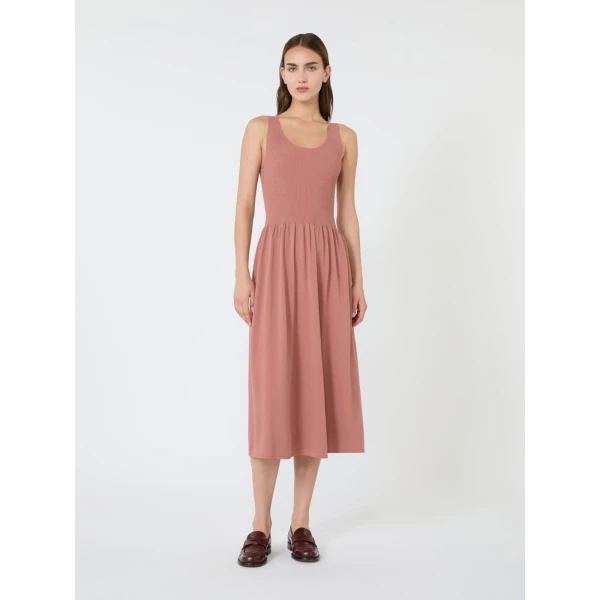 Max Mara Calibri Long Viscose Knit Dress in Terra Cotta | Maxi Dresses | Coveti