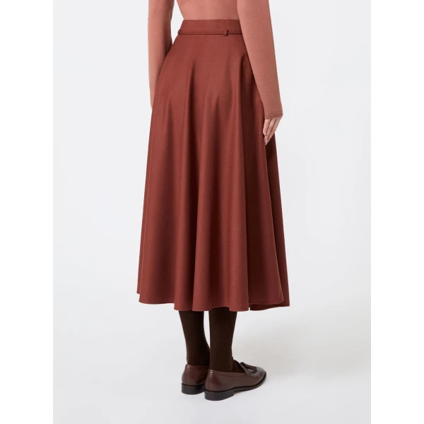Max Mara Califfo Flared Cashmere Foule Skirt in Brick Red | Maxi Skirts | Coveti
