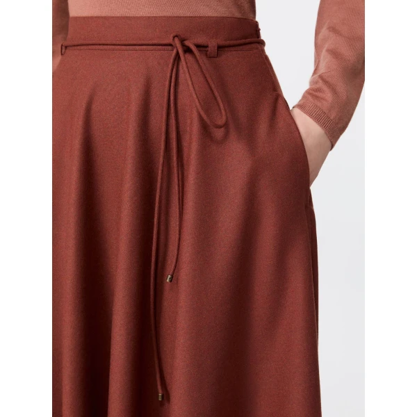 Max Mara Califfo Flared Cashmere Foule Skirt in Brick Red | Maxi Skirts | Coveti