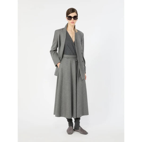 Max Mara Califfo Flared Cashmere Foule Skirt in Medium Grey | Maxi Skirts | Coveti