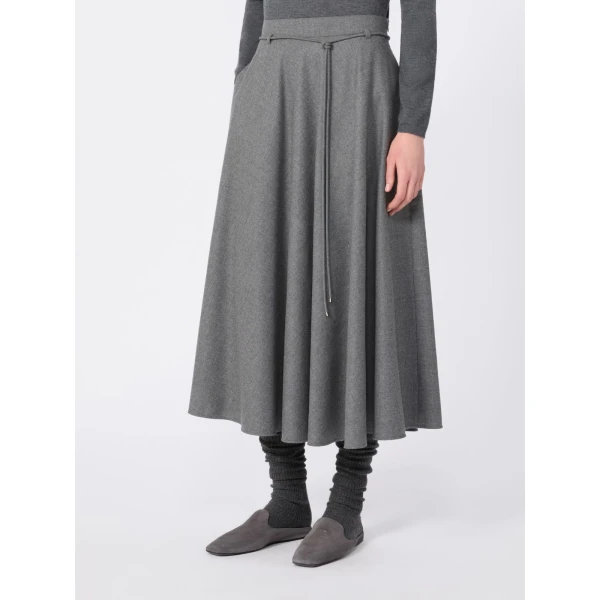 Max Mara Califfo Flared Cashmere Foule Skirt in Medium Grey | Maxi Skirts | Coveti