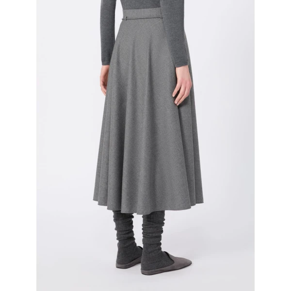 Max Mara Califfo Flared Cashmere Foule Skirt in Medium Grey | Maxi Skirts | Coveti