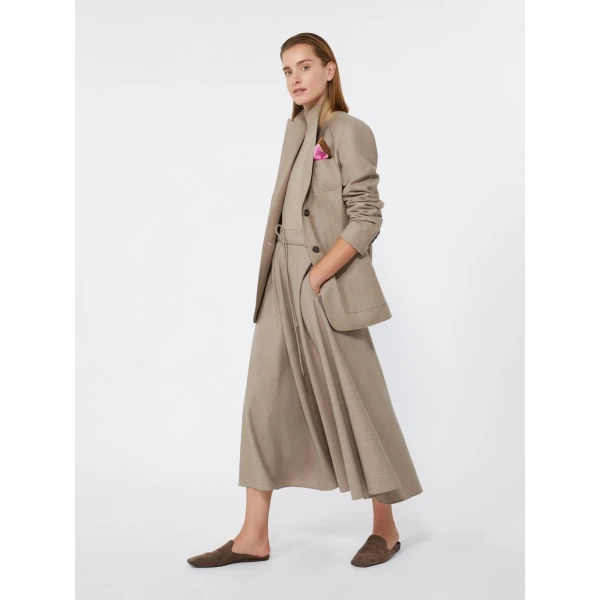 Max Mara Califfo Flared Cashmere Foule Skirt in Sand | Maxi Skirts | Coveti