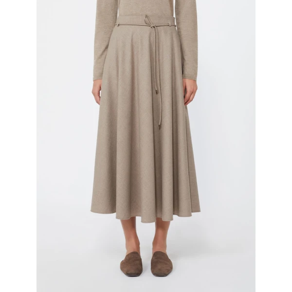 Max Mara Califfo Flared Cashmere Foule Skirt in Sand | Maxi Skirts | Coveti