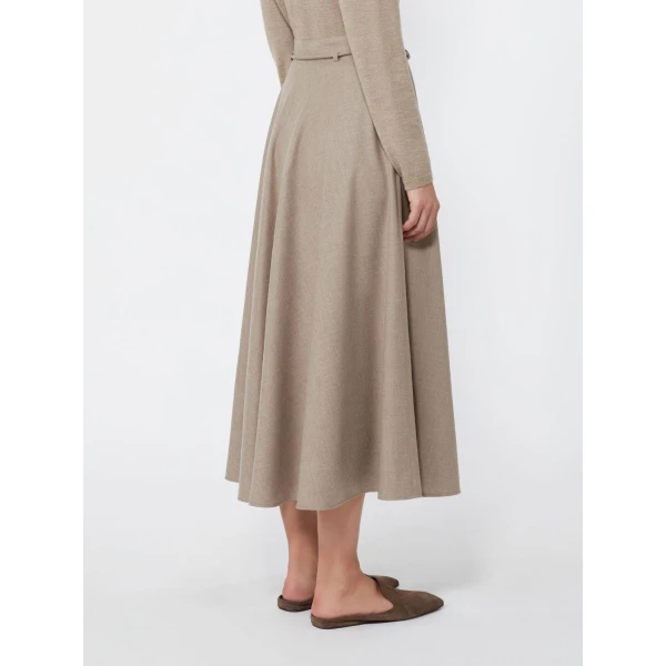 Max Mara Califfo Flared Cashmere Foule Skirt in Sand | Maxi Skirts | Coveti