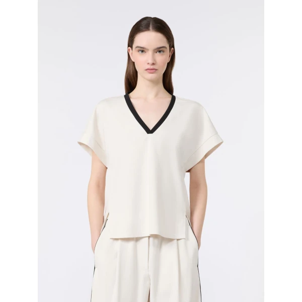 Max Mara Califfo Milano Jersey Boxy T-Shirt in Ivory | T-shirts | Coveti