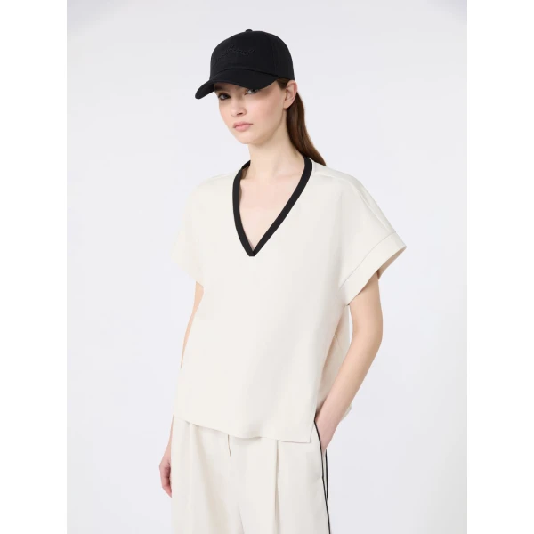 Max Mara Califfo Milano Jersey Boxy T-Shirt in Ivory | T-shirts | Coveti