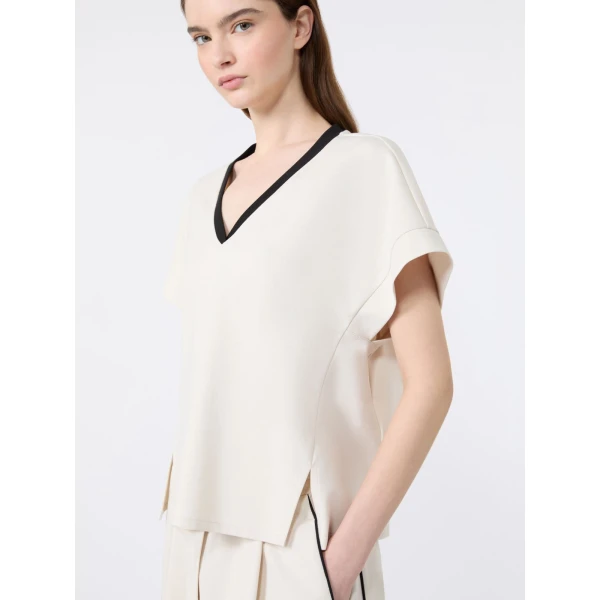 Max Mara Califfo Milano Jersey Boxy T-Shirt in Ivory | T-shirts | Coveti