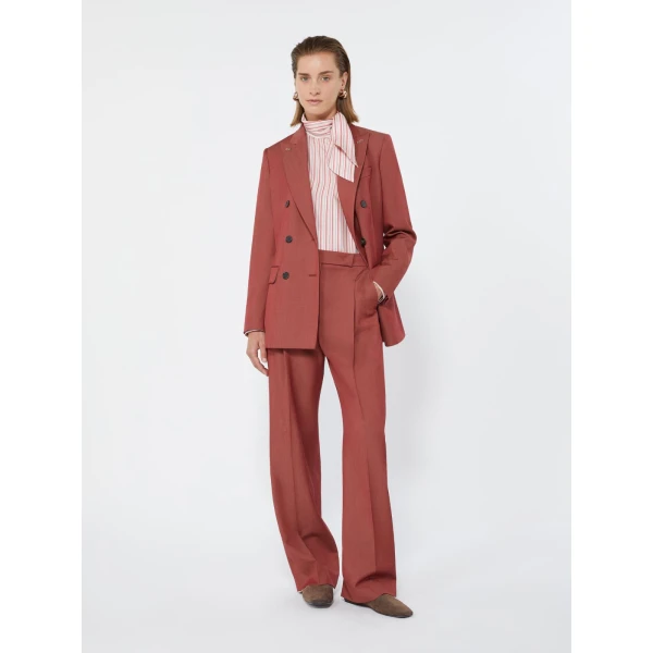 Max Mara Calte Wool Gabardine Trousers in Red | Tailored pants | Coveti