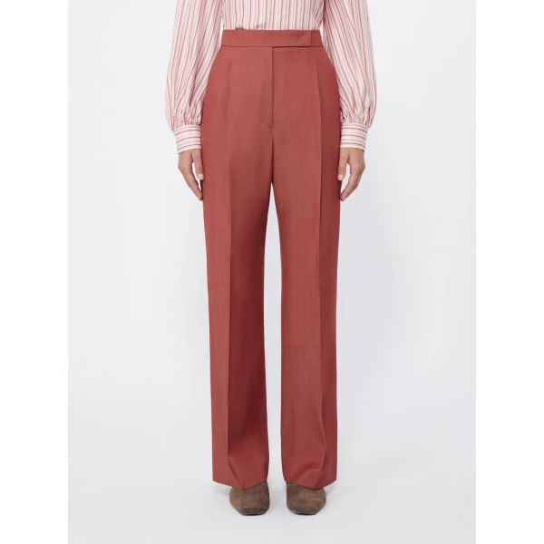 Max Mara Calte Wool Gabardine Trousers in Red | Tailored pants | Coveti
