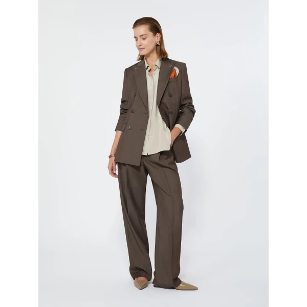 Max Mara Calte Wool Gabardine Trousers in Tobacco | Tailored pants | Coveti