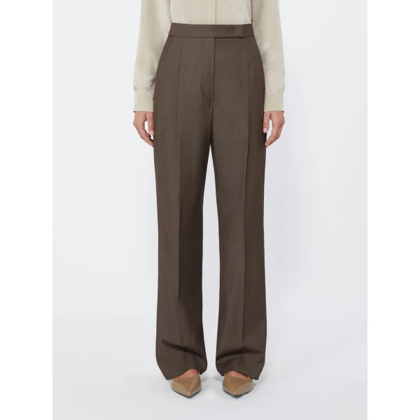Max Mara Calte Wool Gabardine Trousers in Tobacco | Tailored pants | Coveti