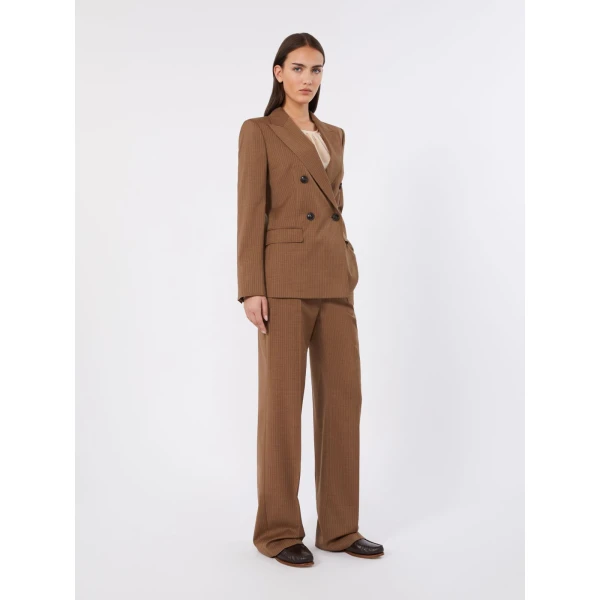Max Mara Cambusa Patterned Wool Trousers in Camel | Tailored pants | Coveti