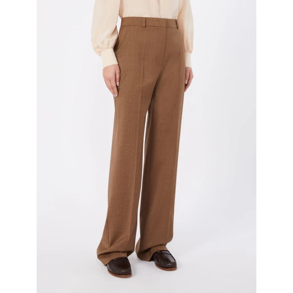 Max Mara Cambusa Patterned Wool Trousers in Camel | Tailored pants | Coveti