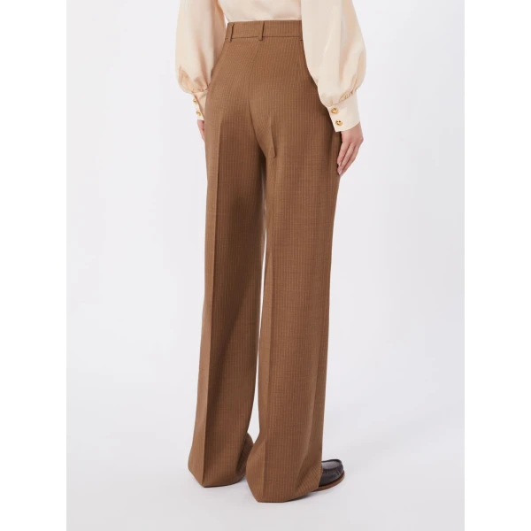 Max Mara Cambusa Patterned Wool Trousers in Camel | Tailored pants | Coveti