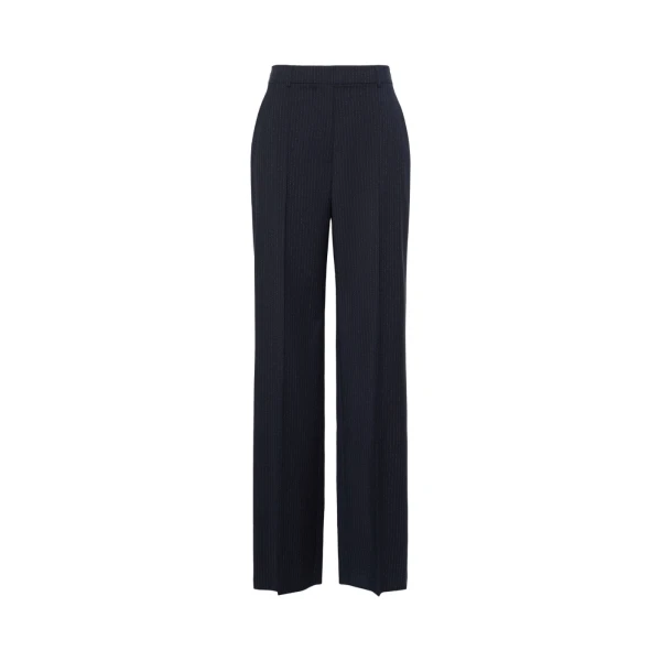 Max Mara Cambusa Patterned Wool Trousers in Navy | Tailored pants | Coveti