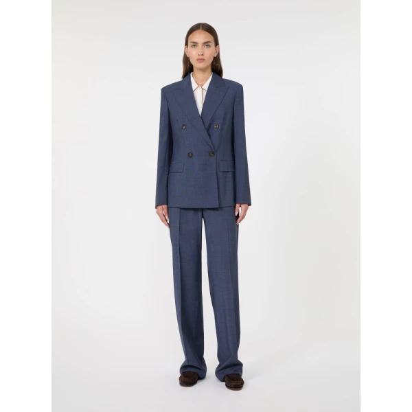 Max Mara Cambusa Patterned Wool Trousers in Ultramarine | Tailored pants | Coveti