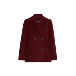 Max Mara Camilla Wool Pea Coat in Bordeaux | Wool Coat | Coveti
