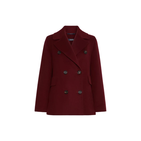 Camilla Wool Pea Coat in Bordeaux