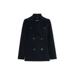 Max Mara Camilla Wool Pea Coat in Midnight Blue | Wool Coat | Coveti