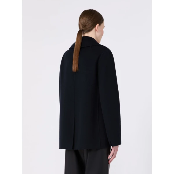 Max Mara Camilla Wool Pea Coat in Midnight Blue | Wool Coat | Coveti