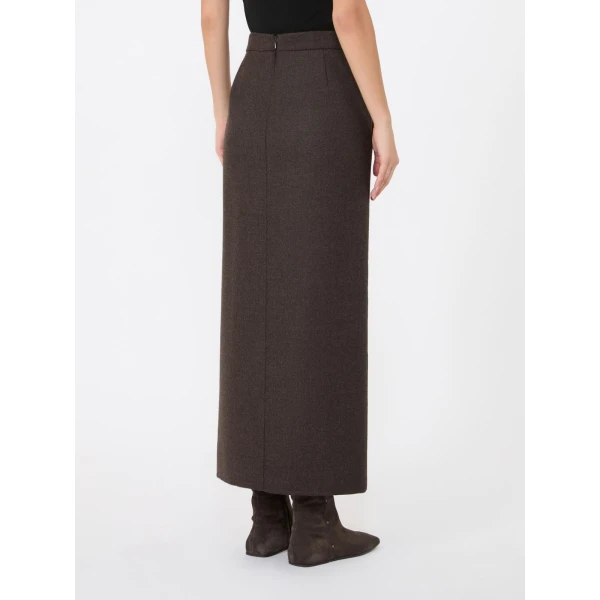 Max Mara Campo Long Felted Wool Skirt in Mud | Maxi Skirts | Coveti
