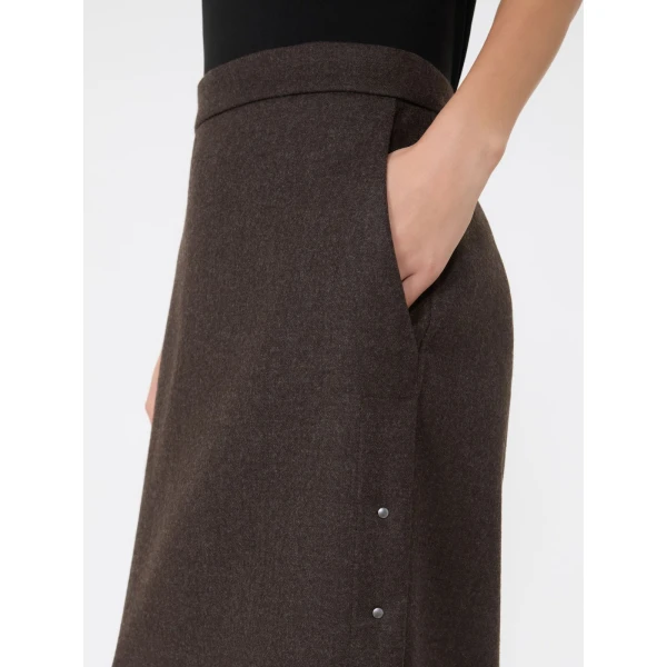 Max Mara Campo Long Felted Wool Skirt in Mud | Maxi Skirts | Coveti