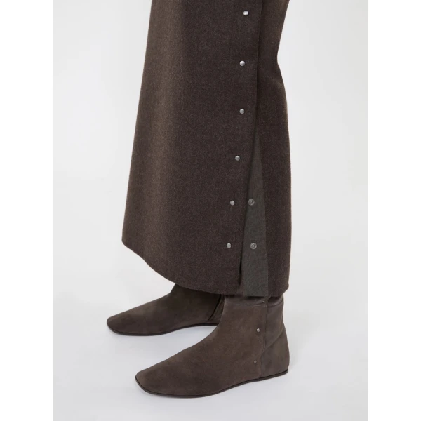 Max Mara Campo Long Felted Wool Skirt in Mud | Maxi Skirts | Coveti