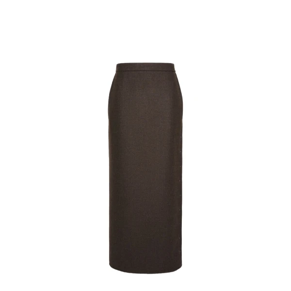 Campo Long Felted Wool Skirt in Mud