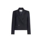 Max Mara Canapa Wool and Cotton Gabardine Blazer in Navy | Blazers | Coveti