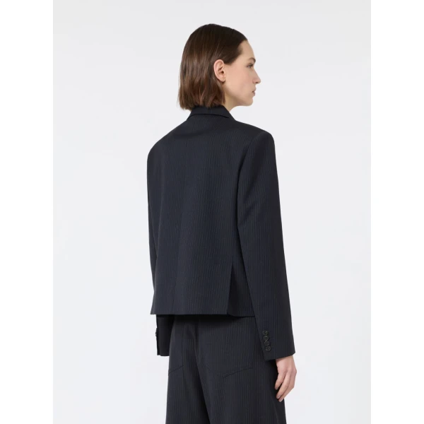 Max Mara Canapa Wool and Cotton Gabardine Blazer in Navy | Blazers | Coveti