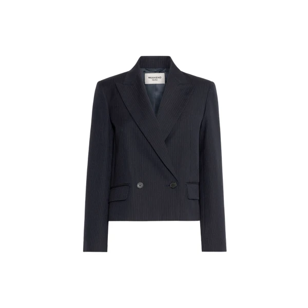 Max Mara Canapa Wool and Cotton Gabardine Blazer in Navy | Blazers | Coveti