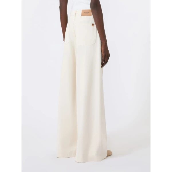 Max Mara Canneti Cotton Bull Denim Wide-Leg Jeans in Ecru | Denim | Coveti