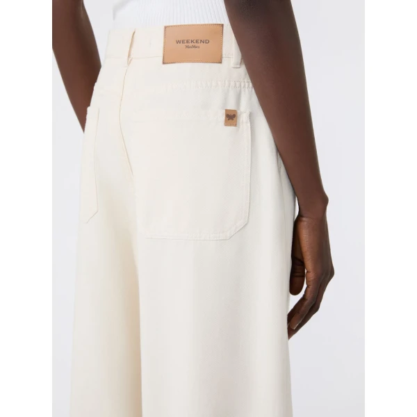 Max Mara Canneti Cotton Bull Denim Wide-Leg Jeans in Ecru | Denim | Coveti