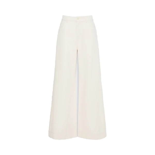 Max Mara Canneti Cotton Bull Denim Wide-Leg Jeans in Ecru | Denim | Coveti