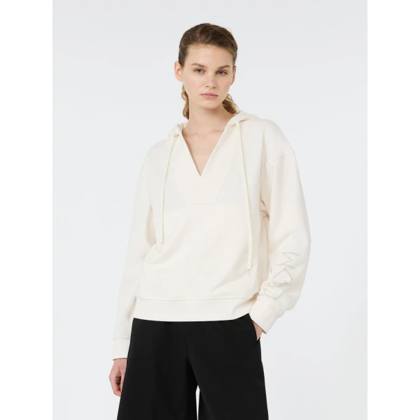 Max Mara Cannone Jersey Hoodie in Ivory | Sweaters | Coveti