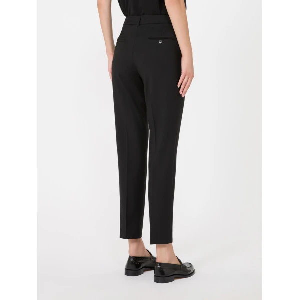 Max Mara Canon Stretch Wool Cigarette Trousers in Black | Tailored pants | Coveti