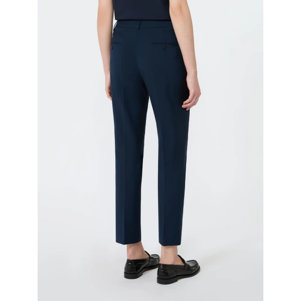 Max Mara Canon Stretch Wool Cigarette Trousers in Navy | Tailored pants | Coveti