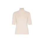 Max Mara Cantone Wool Short-Sleeve Polo-Neck Sweater in Albino White | Turtlenecks | Coveti