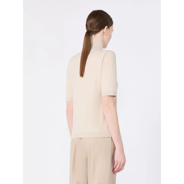 Max Mara Cantone Wool Short-Sleeve Polo-Neck Sweater in Albino White | Turtlenecks | Coveti