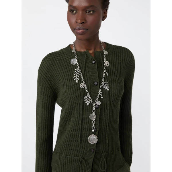 Max Mara Cantore Metal Chain Charm Necklace in Silver | Necklace | Coveti